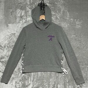 Victoria's Secret Pink x MLB Atlanta Braves Baseball Hoodie Womens Size S Gray